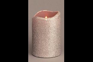 CANDLE LED FLICKER SILVER GLITTER 5”