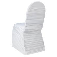 White Ruched Spandex Chair Cover Rental Vegas