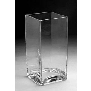 Clear Glass Tall Square Vase 8"