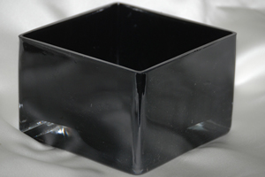 Black Glass Square Vase 6"