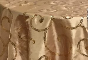 Gold Swirl Sequins Linen Rental