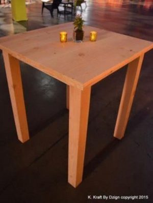 natural wood pub table rental
