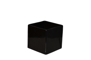 Black Shiny Ceramic Cube Vase 6"x 6"