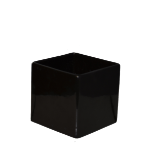 Black Shiny Ceramic Cube Vase 6"x 6"