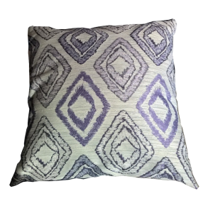 Silver and Purple Ikat Pattern Pillow 18" x 18"