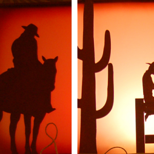 Cowboy Sunset Silhouette Panel