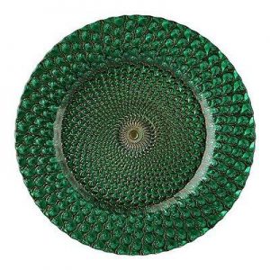 Green Peacock Charger Plate