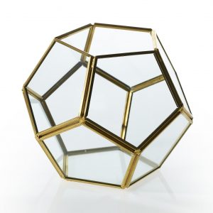 Gold Metal / Glass Terrarium Medium 7"