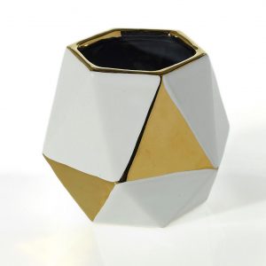 Geo Vase Small White/Gold