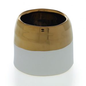 White and Gold Ceramic Claire Vase 3.5"