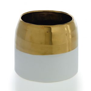 White and Gold Ceramic Claire Vase 5.75