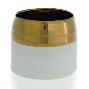 White and Gold Ceramic Claire Vase 7.5"