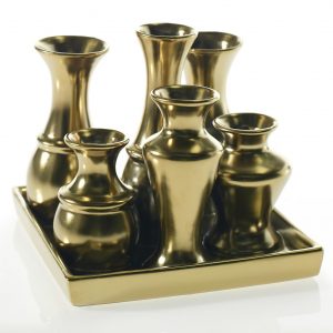 Gold Ceramic Chic Vase Square 6.5"