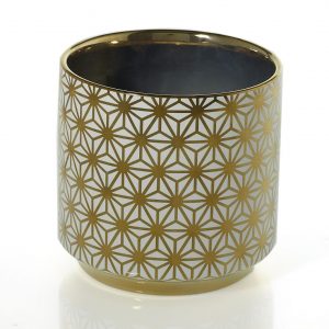 Gold and White Ceramic Spade Vase