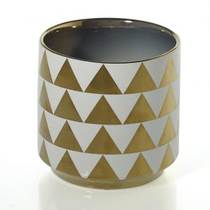 Gold and White Ceramic Triangle Spade Vase