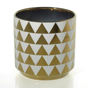 Gold and White Ceramic Triangle Spade Vase