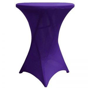 Purple Spandex Cocktail Table Rental