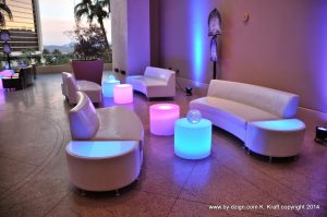 White Lighted Side Table Rental