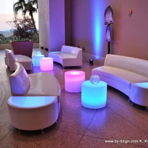 White Lighted Side Table Rental