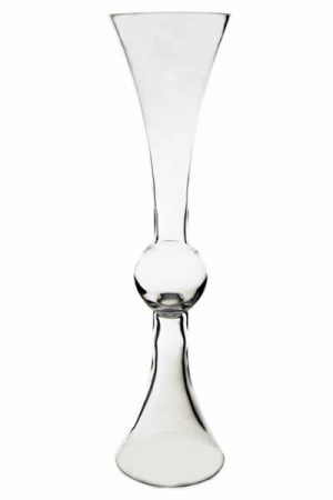 Clear Glass Bubble Trumpet Vase 24"