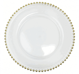 Gold Beaded Glass Charger Plate Rental Vegas