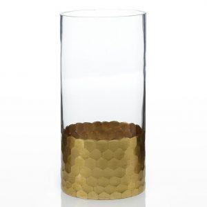 Gold Elsa Glass Cylinder Vase / Candle Holder 8"