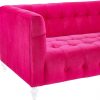Bea Hot Pink Velvet Tufted Sofa - Image 3
