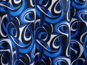 Blue Abstract Linen 132"