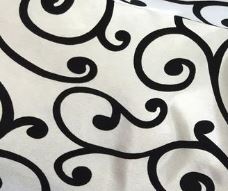 Black & White Swirl Taffeta Linen 132"