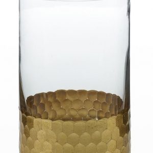 Gold Elsa Glass Cylinder Vase / Candle Holder 6"
