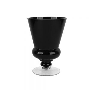 Black Glass Chalice Vase 10"