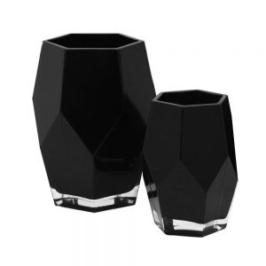 Black Matte Geometric Vase 5.5"