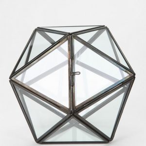 Black Metal Triangle Glass Terrarium Large