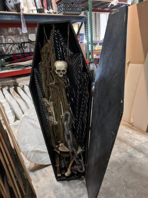 Skeleton in Wood Coffin