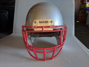 Silver and Red Football Helmet