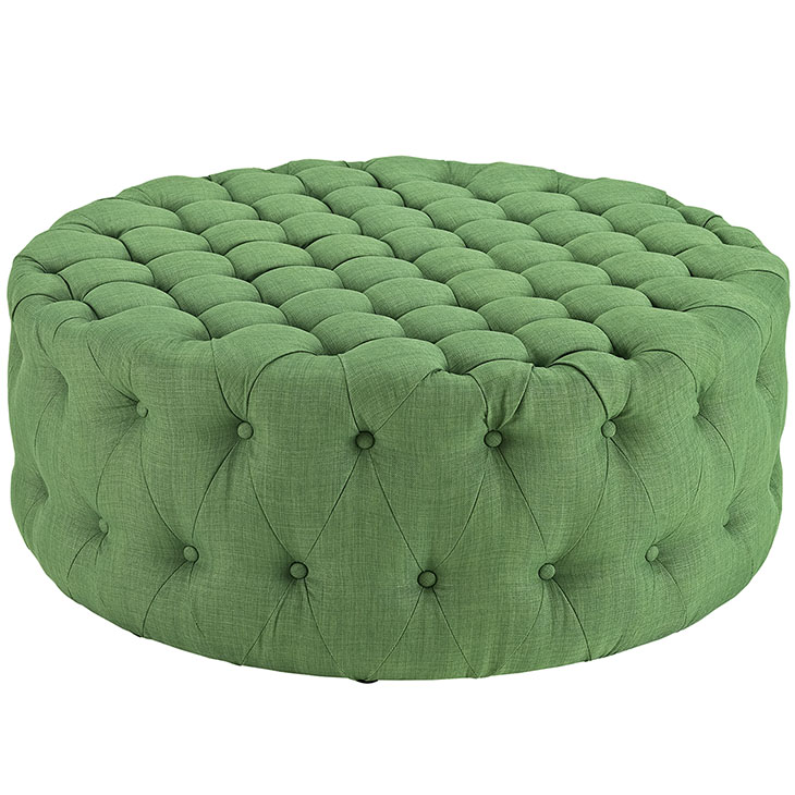 Green Round Tufted Ottoman