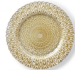 Gold & White Peacock Charger Plate