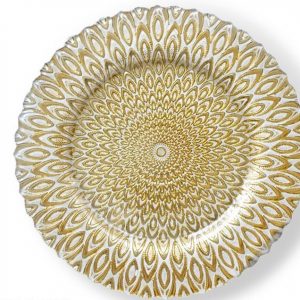 Gold & White Peacock Charger Plate