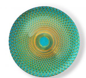 Teal and Gold Kaleidoscope Charger Plate