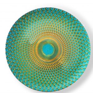 Teal and Gold Kaleidoscope Charger Plate