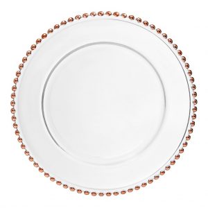 Rose Gold Beaded Charger Plate Rental Vegas