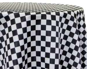 Black & White Checkered Lamour Linen Rental