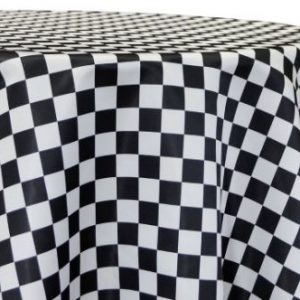 Black & White Checkered Lamour Linen Rental