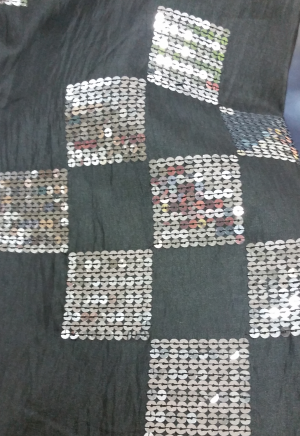 Black & Silver Sequin Checkered 84" Overlay