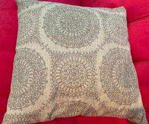 Ivory and Grey Patterned Pillow 20" x 20"