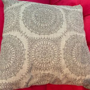 Ivory and Grey Patterned Pillow 20" x 20"