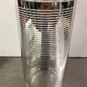 Cylinder Glass Silver Stripe Vase - 4.5" x 10" Tall