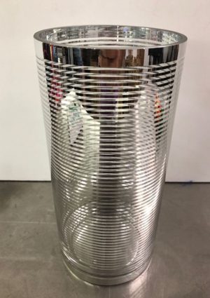 Cylinder Glass Silver Stripe Vase - 4.5" x 10" Tall