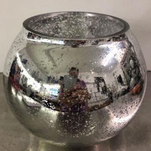 Silver Mercury Bubble Bowl Vase 8"