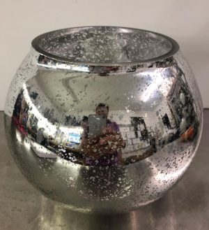 Silver Mercury Bubble Bowl Vase 8"